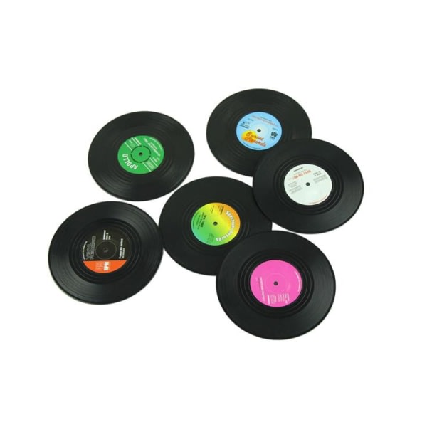 Glasunderlägg vinylskiva 6-pack