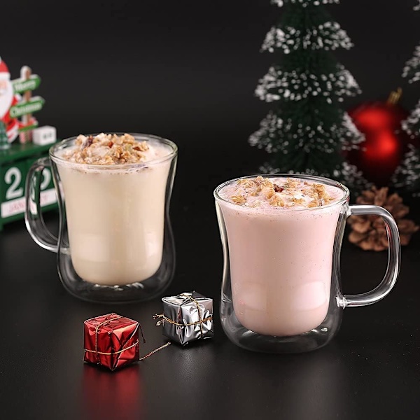 2x350ml Kaksiseinäiset Kahvilasit Mukit Cappuccino Latte Macchiato Lasikupit Kahvat Kestävät Lasikupit Kahville Teelle