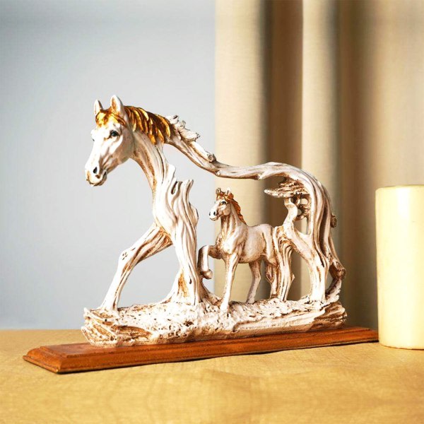 Resin heststaty skulptur prydnad för skrivbordsdekoration Horsema