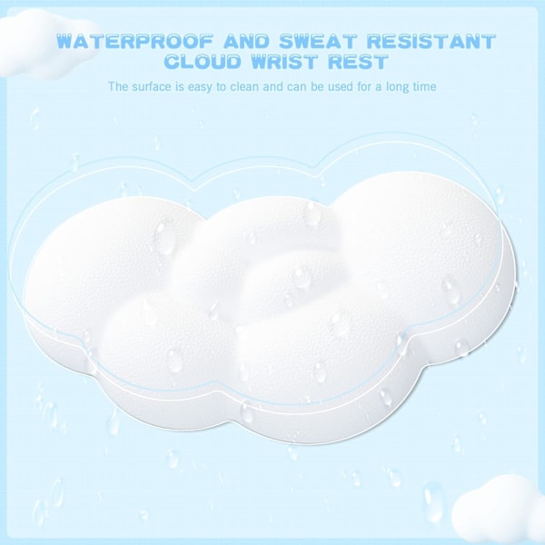 Cloud Memory Foam håndledsstøtte for datamaskin tastaturmus, 2-i-1 musematte med underlag, ergonomisk design, anti-smuss-hvit