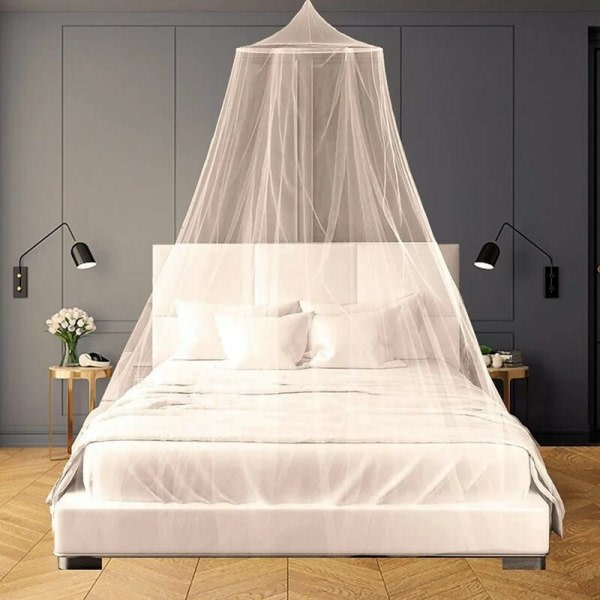 Hvidt myggenetstæppe, stor kuppelseng, hængende telt, dobbelt-/enkeltseng, 1,2 m dækning, perfekt til familie eller ferie, hvidt myggenet