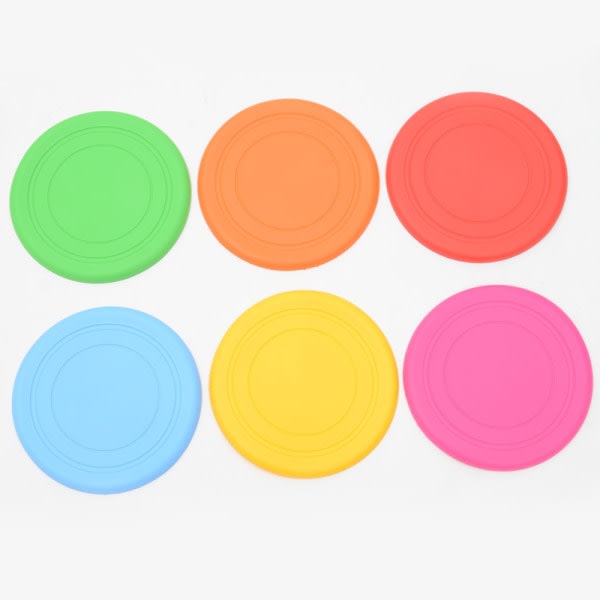 6 Pet Silicone Soft Frisbees i olika färger