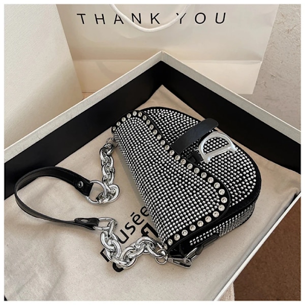 Dametaske Trend højkvalitets tyk kæde Bright Diamond Luksus Designer Crossbody-tasker Mode sadeltaske Type 7 Type 7 L21cm W14cm H6cm