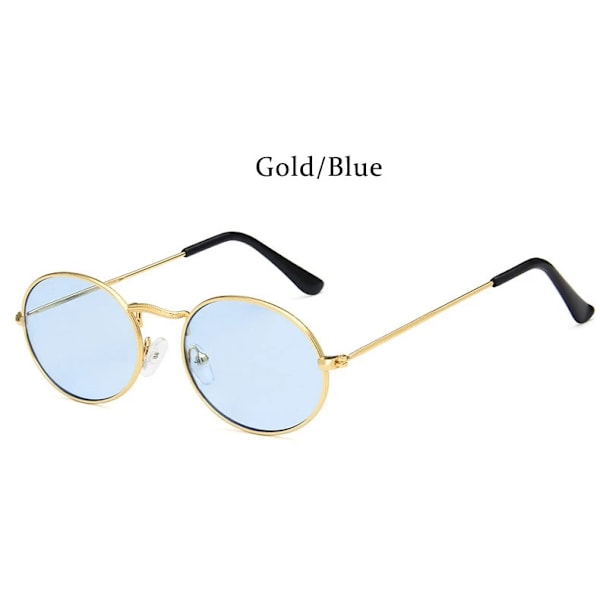RBRARE Ny Ankomst Dame Solbriller Retro Metal Oval Solbriller Herre Candy Farve Transparent Solbriller Vintage Solbriller GoldBl GoldBlue As picture