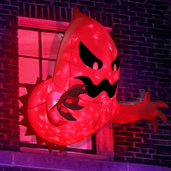 Ghost oppblåsbar prydnad med rött ljus modus skrämmande utendørsdekorasjon for trädgårdsgräsmatta A