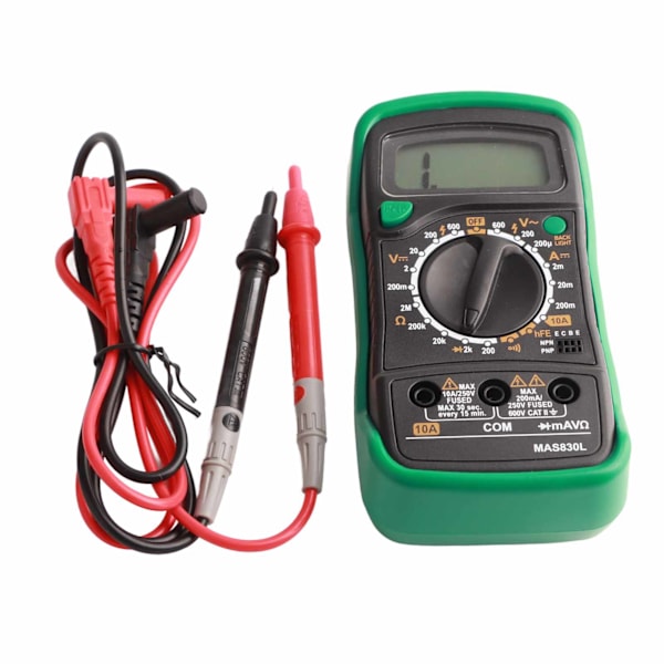 MAS830L Digitalt Multimeter Bærbar Høy Nøyaktighet Knapp Elektrikermåler Digital Voltmeter 0.4