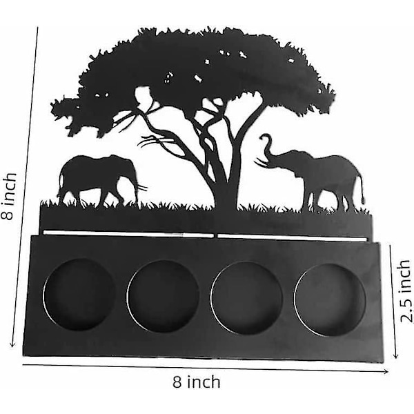 Bedetter metall ljusstake Elefantträd Silhuett värmeljusstake Kreativ heminredning Jul Bröllopsbordsdekoration -ES