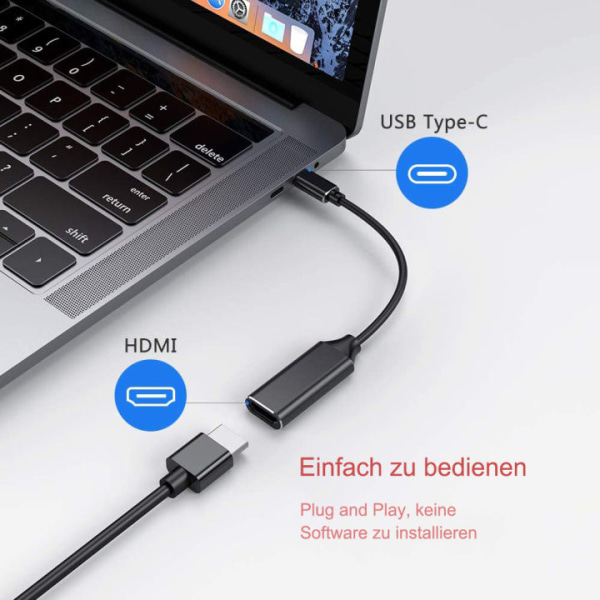 USB C , Type c til HDMI 4K-adapter (Thunderbolt 3-kompatibel)