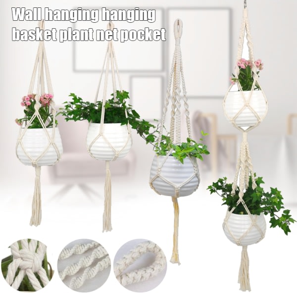 Macrame växthängare inomhus utomhus hängande växthållare Hängande planteringsställ Blomkrukor för dekorationer 100cm