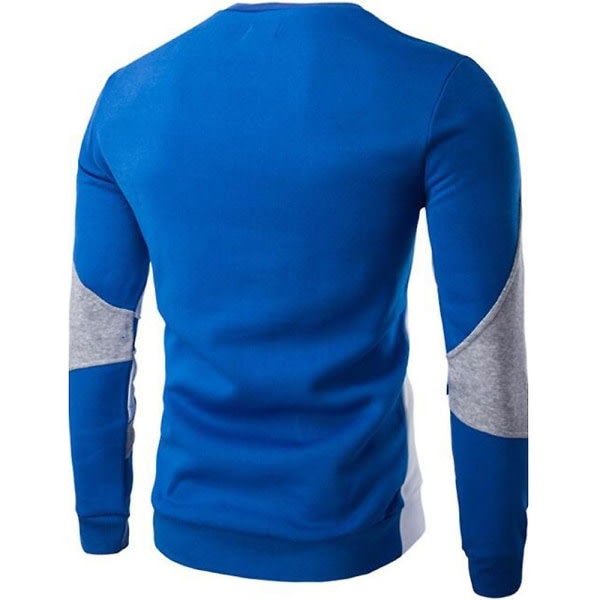 Herretrøjer med rund hals og langærmet sweater top afslappet sweatshirt hvid og blå 3XL
