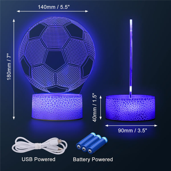 Fotboll 3D LED Fotbollsbordslampa Nattljus Touch Switch.