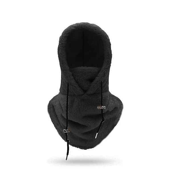 Sherpa Hood Ski Mask Vinter Balaclava Koldt Vejr Vindtæt Justerbar Varmt Hætte Dække Hat Kasket Halsklæde Black