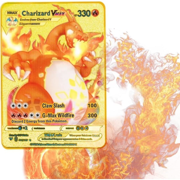 Charizard Vmax metallkort - 4 st Ultra sällsynta kort metallkort V-kort/vmax/ex/dx samlarkort - gåvan till samlare