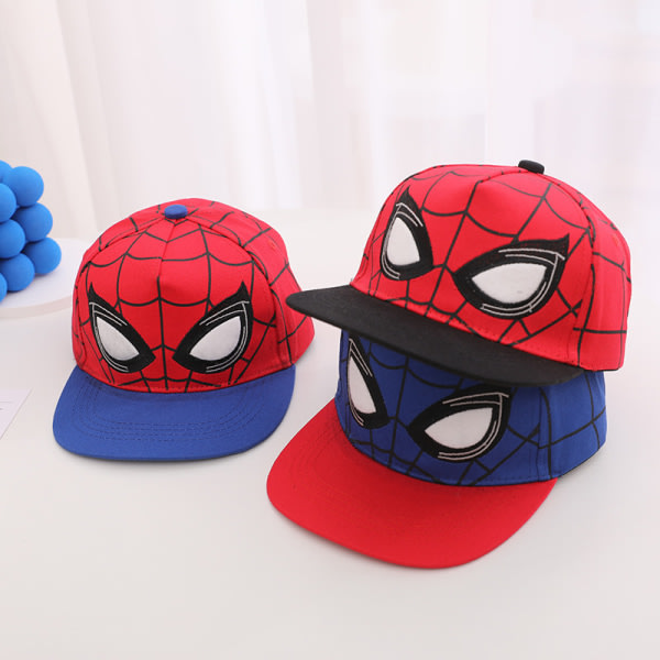 Cap for pojkar, montert cap, blå rød design baseball med brett brett