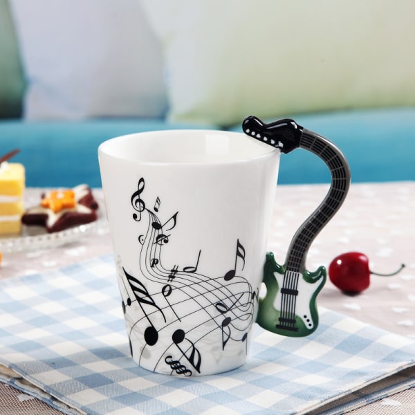 Creative Music Style -vesikuppi, seinäkuppi kahvalla varustettu kahvikuppi Uutuuslahja (akustinen kitara)