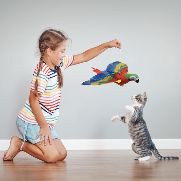 2 deler Flying Bird Cat Leksak Simulering Bird Interactive Cat Toy Elektronisk lyd Fågelleksaker Elektrisk