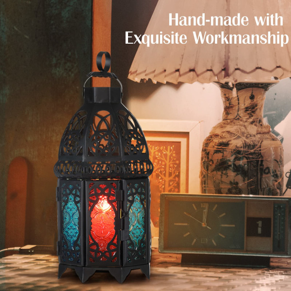 Dekorativ Ramadan Marockansk lyktahållare i järnmålat glas