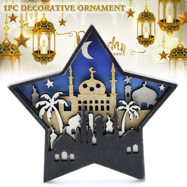 Eid Mubarakin koristelu Ramadan motiv trä prydnad lager carving scene JM00567