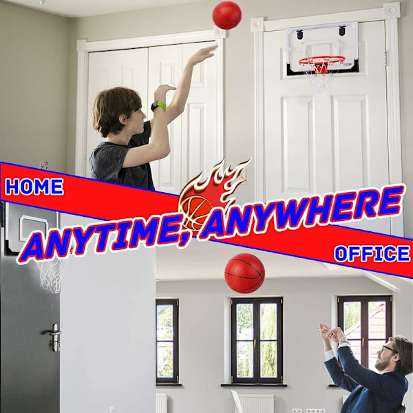 Minibasketkorg för barn och vuxna, inomhus minibasketkorg för väggdörr och sovrum, skrivbord med 1 basketboll.