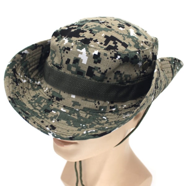 Mænd Casual Kasket Bred Rand Cap Militær Camo H Army Green - Digital