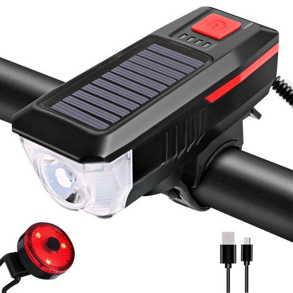 Sykkelsikkerhetslys - Solcelledrevet USB vanntett LED-blits