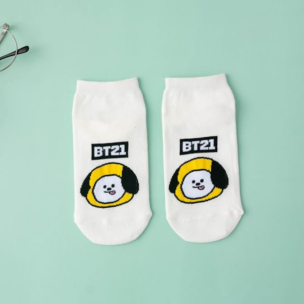 Athroidant Cute BT21 BTS Van KPOP Short Socks Cookie Rj Mang Chimmy Shooky Tata Cotton Chimmy