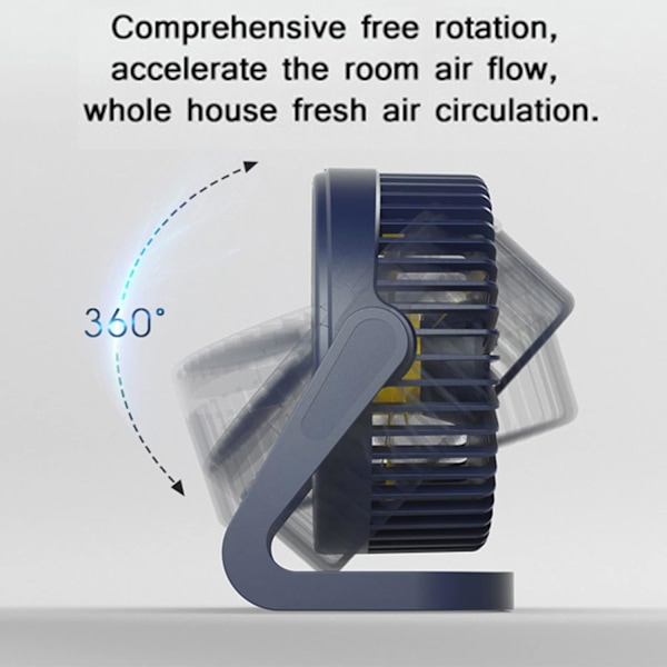 Liten vifte 6” USB-bordvifte 2 hastigheter Sterk luftstrøm Stille drift
