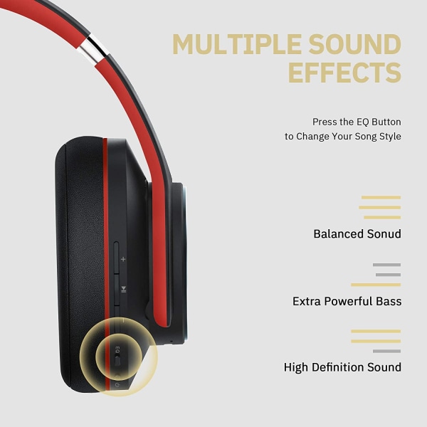Bluetooth Over Ear -kuulokkeet Langattomat kuulokkeet, joissa on 4 EQ-tilaa
