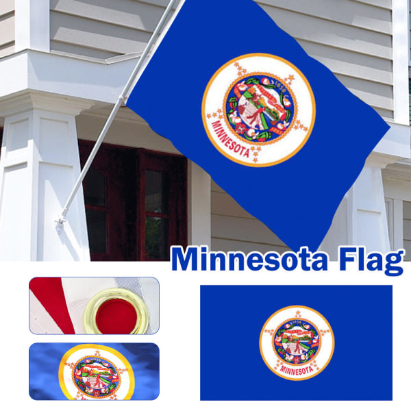 Stora størrelser Minnesota-flagga Non Fade Länderflagga af høj kvalitet med hål for udendørsbrug 14