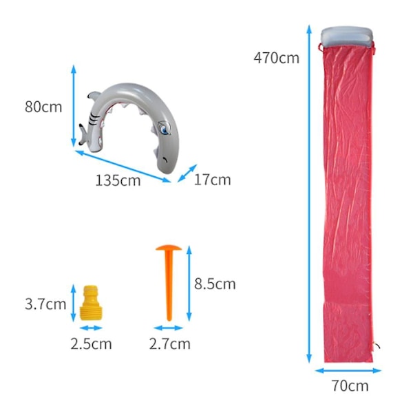 Tegneserie Hai Slip glidmatte, oppblåsbar sprayvannsslip og glide