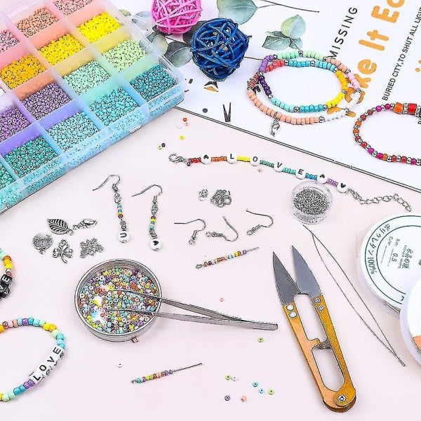 Glas Seed Beads Seed Beads for armbandstillverkning Smycken pärlor gör kit