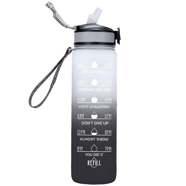1000 ml gratis motiverende sportsmugge med tidsmarkør Utendørs fitness krus Gradient farge krus utendørs frostet vannflaske (stil 7)