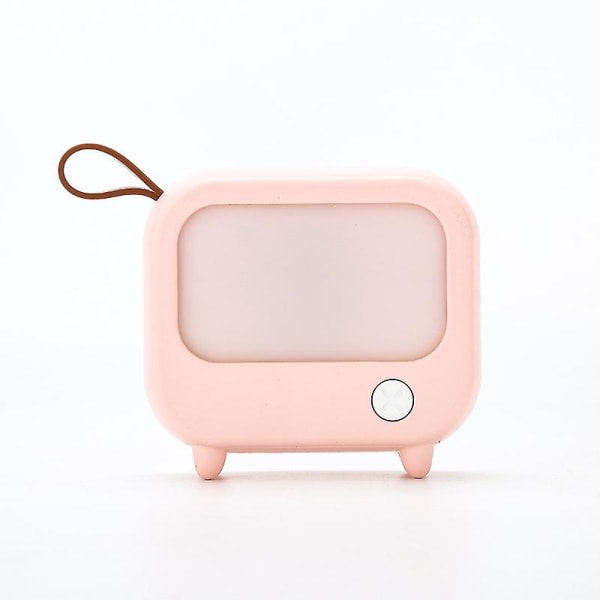 1 Pack Creative DIY Mini TV Nattlampa USB Sov Sovrum Varmt Ljus Atmosfärsljus Retro Ornament Present (Rosa)