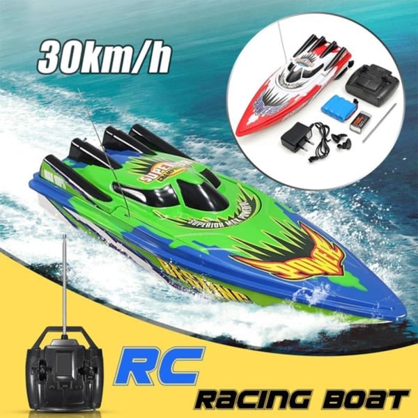 Rc Boat 30 Km/t High Speed ​​Racing Opladningsbara batterier Remot röd one-size