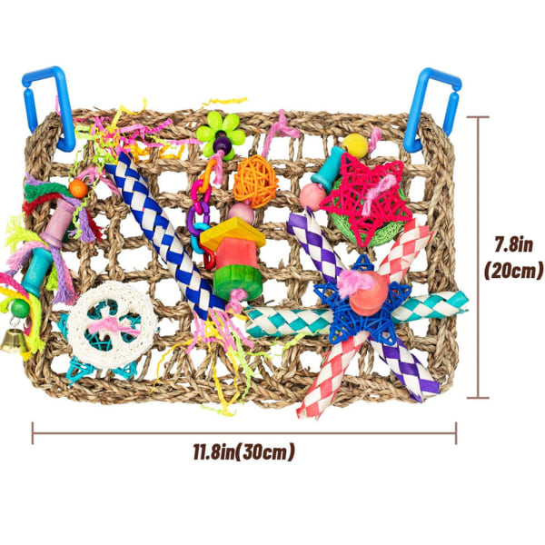 Säker Giftfri Fågelleksaker Halmbett Klätternät Papegoja Rolig Hängmatta Gunga Bittråd