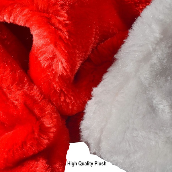 Premium hatte (4-pak), plys rød fløjl julehatte med hvide manchetter