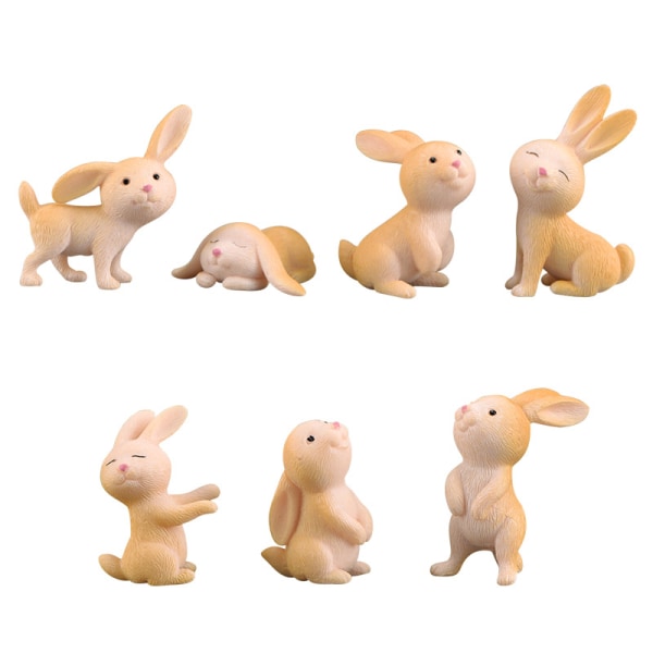 Påskeharer, Mini Bunny Dekorative Resin 7 stk.