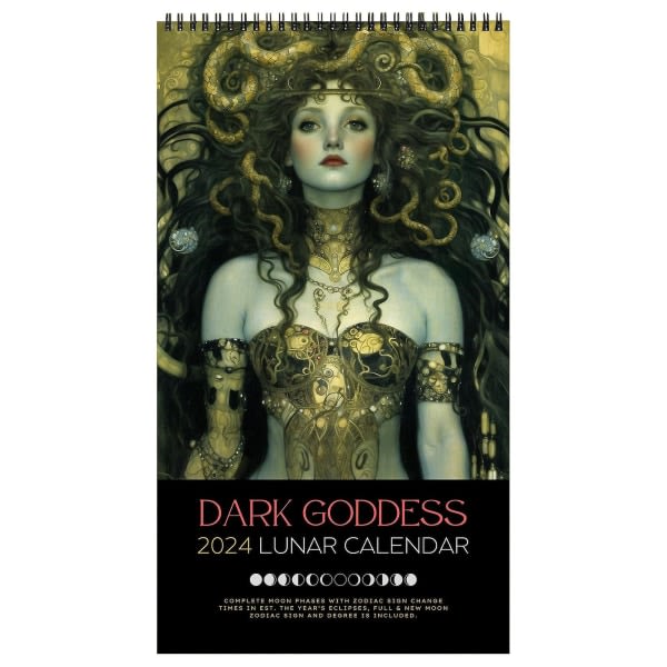 Dark Goddess 2024 Lunar Calendar Väggkalender Medeltida kalendrar Office Home