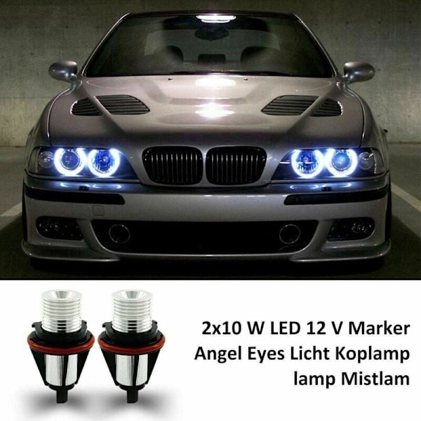 1 par 8000K vita LED Angel Eye Marker Halo-lampor för E39 E53 E60 E63 E64 E66 E87 5 6 7 X3 X5