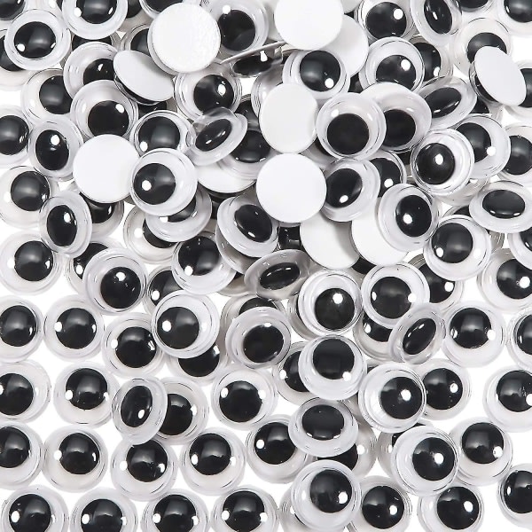 100 stykker 15 mm vrikkede øjne Runde plastikklæbende klistermærker Sort Hvid Craft Eye Bonding Til gør-det-selv Scrapbog Tilbehør