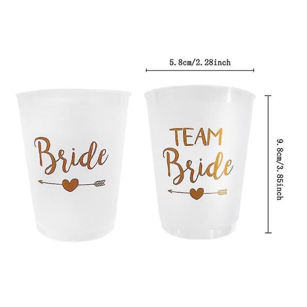 12 st Team Bride Plast Cup Möhippor Genomskinliga koppar Set Brud Tumblerful Bröllopsdekoration Bac