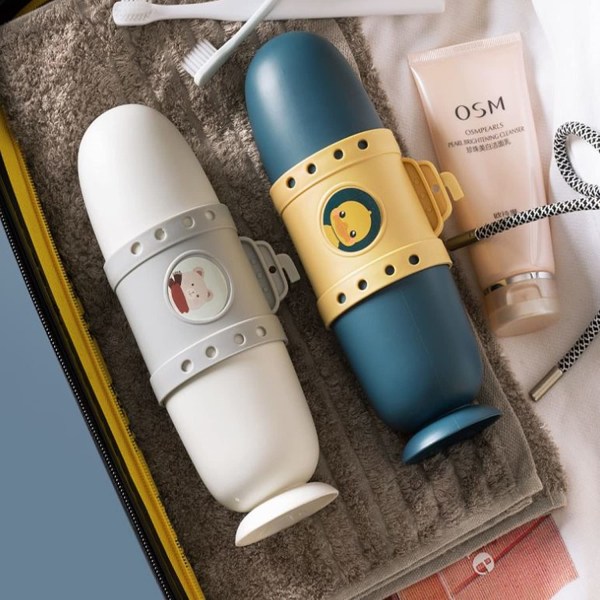Tandborsthållare för ubåtsresor i silikon, portabelt andningsbart cover för camping/skola/hem och daglig användning för barn/vuxna (marin)