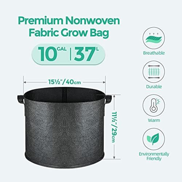 10 gallonin kasvusäkit kahvoilla 5 kpl, kangasruukut Grow B 7 gallon