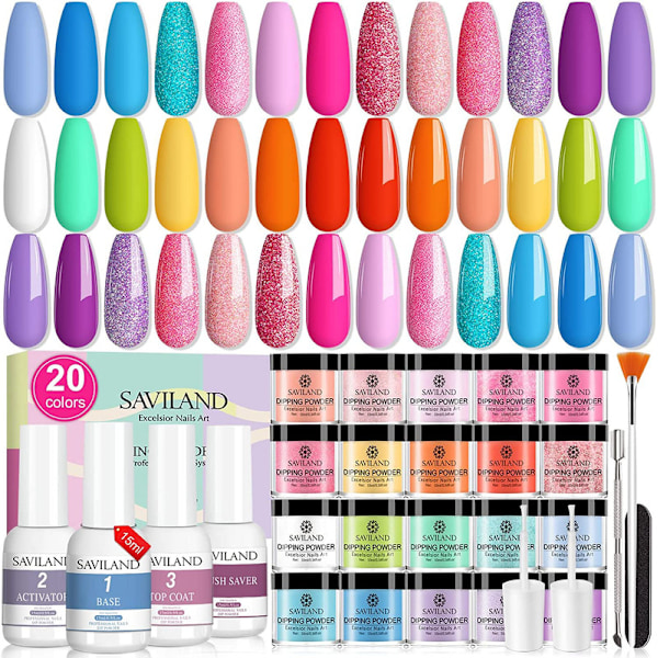 Dip Powder Nail Kit - 20 farger Dopppulver Set