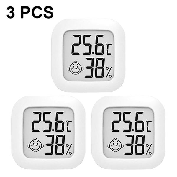3-pack innenhustermometer, luftfuktighetsmätare Digitalt hygrometer Rumtermometer for hemmet, høy nøyaktig temperatur