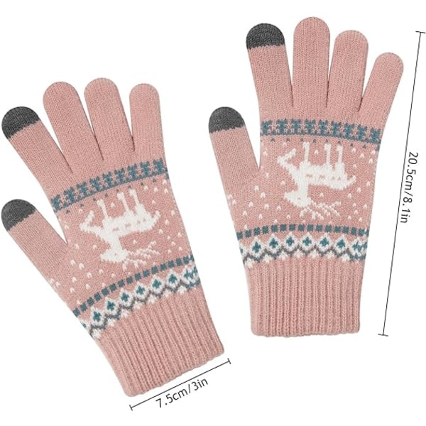 2 par varma stickade handskar för vinterpekskärm