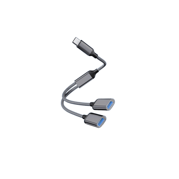 Typ-C til dobbel USB 2.0-adapter Grå