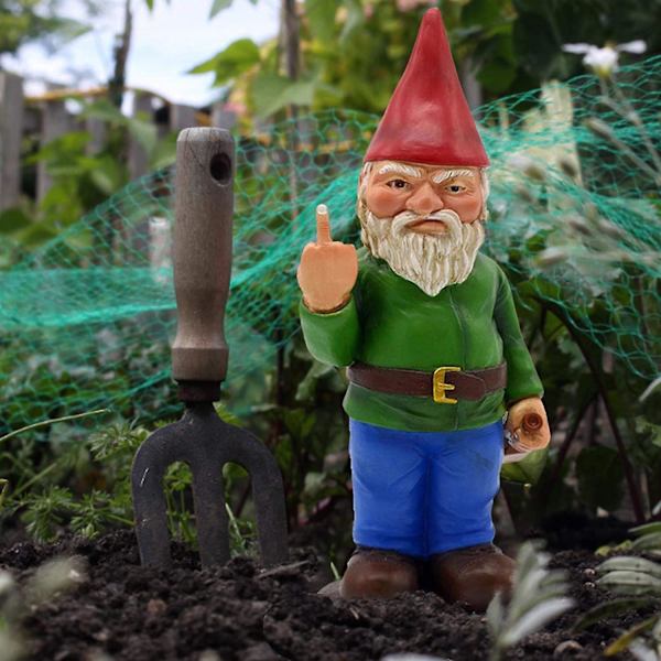 Midt-finger hagegnome, morsom hage- eller plenpynt