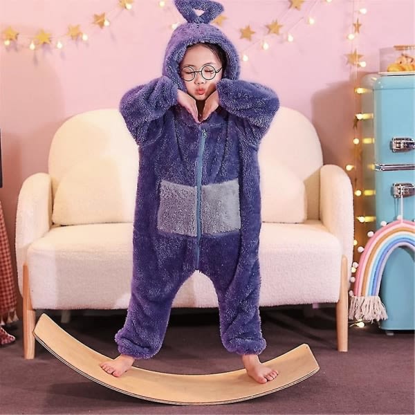 Teletubbies Tecknad kostym Barn Jul Fleece Fluffig Pyjamas Jumpsuit Pojkar Flickor Sovkläder Onesie Loungewear Purple 7-8 Years