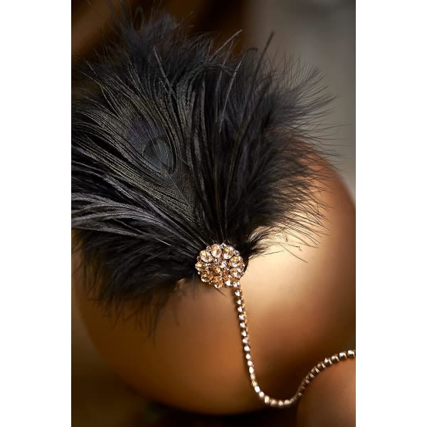 1920-talsstil med fjäderpannband Charleston Great Gatsby Carnival Kostymtillbehör för naisen One Size Guld